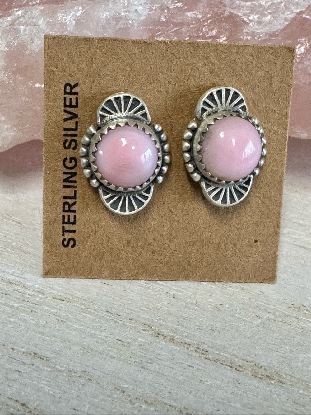 Pink Queen Conch Shell Sterling Silver Stud Earrings - Southwestern